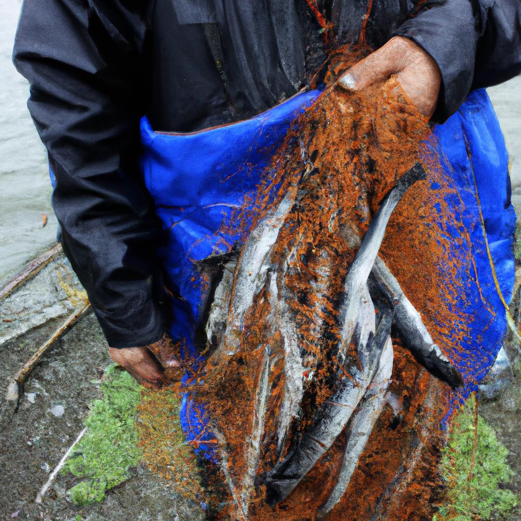 Person holding a overfished net