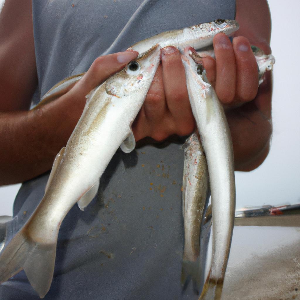 Person holding freshly caught fish