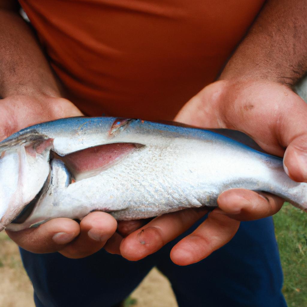 Person holding a fresh fish