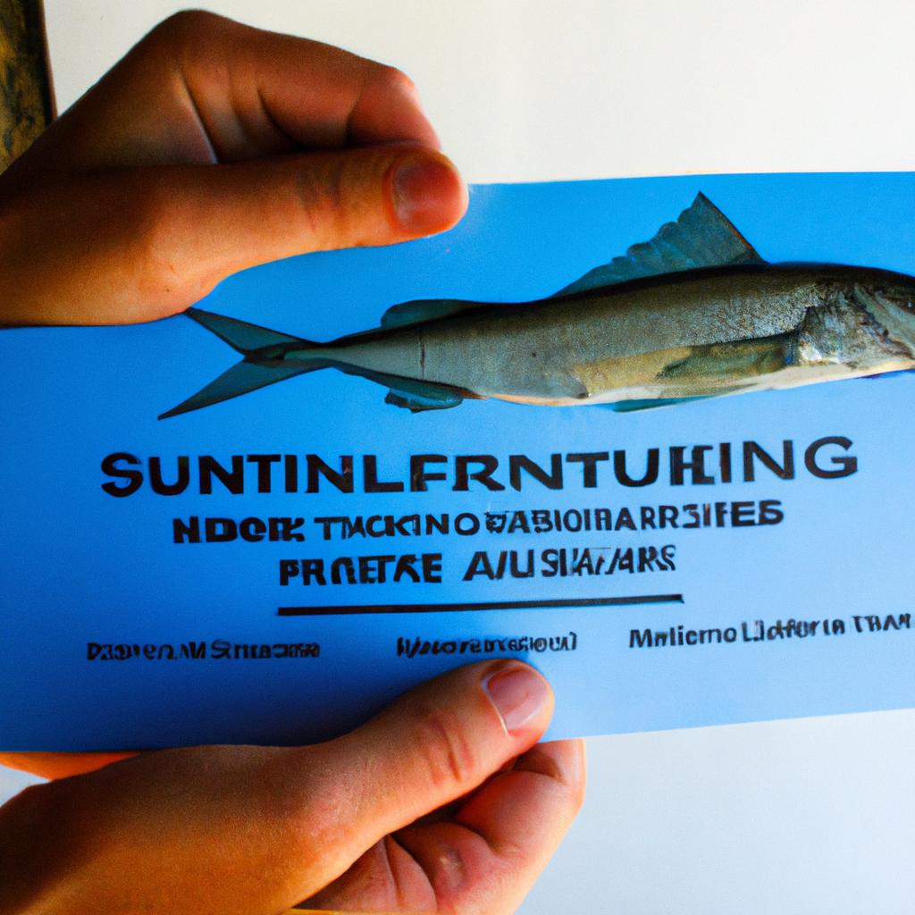 Person holding sustainable fishing certification