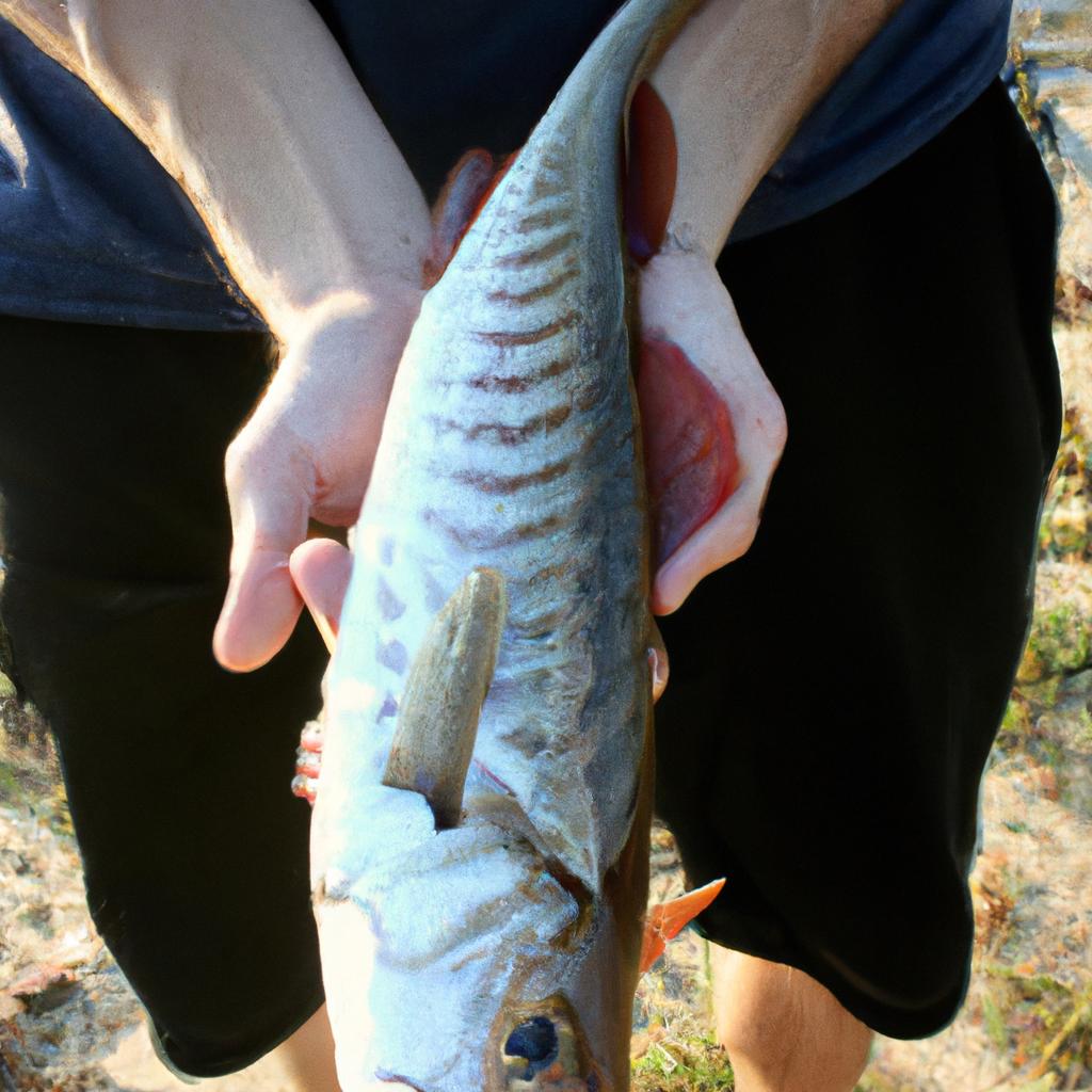 Person holding a freshly caught fish